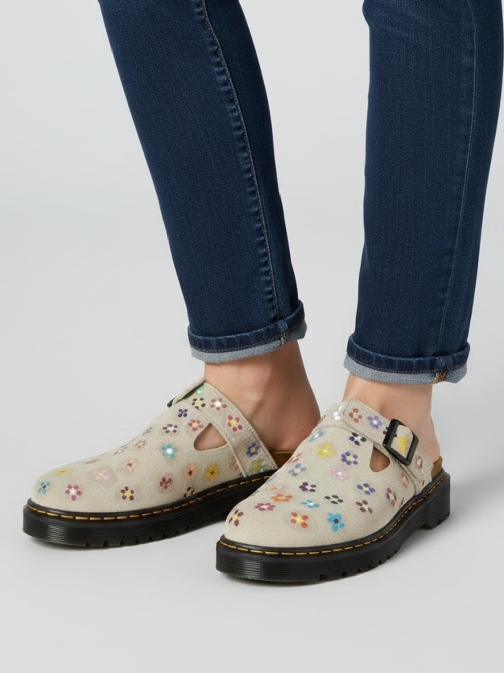 Custom Hand-Painted Dr. Martens Carlson Clogs Floral Sz 9